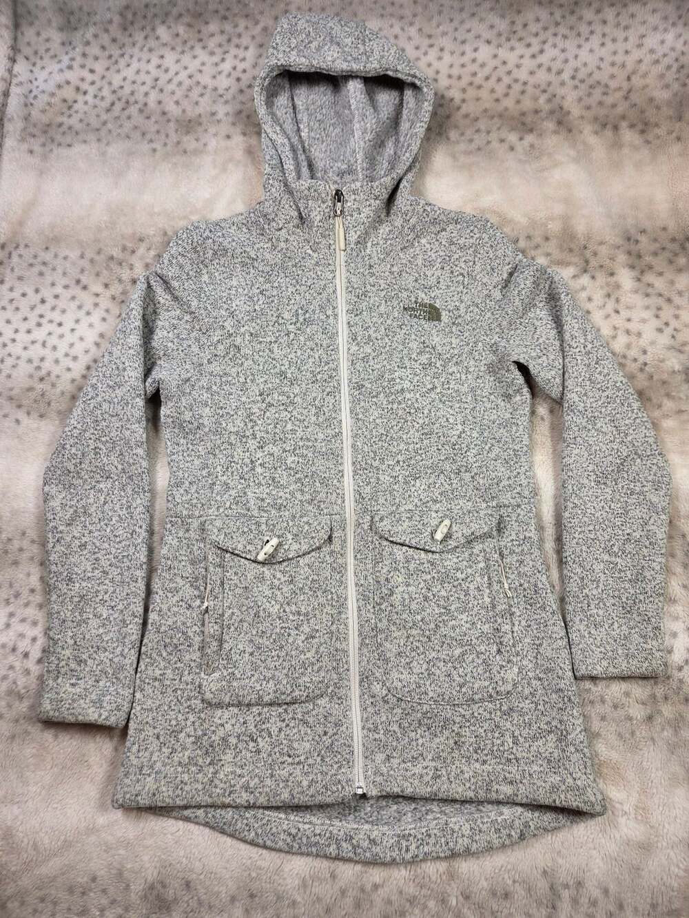The North Face Crescent Parka Size S Gray Fleece Zip Hoodie Jacket